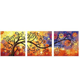Painting by Numbers Triptych Abstract Tree Branch with Lanterns